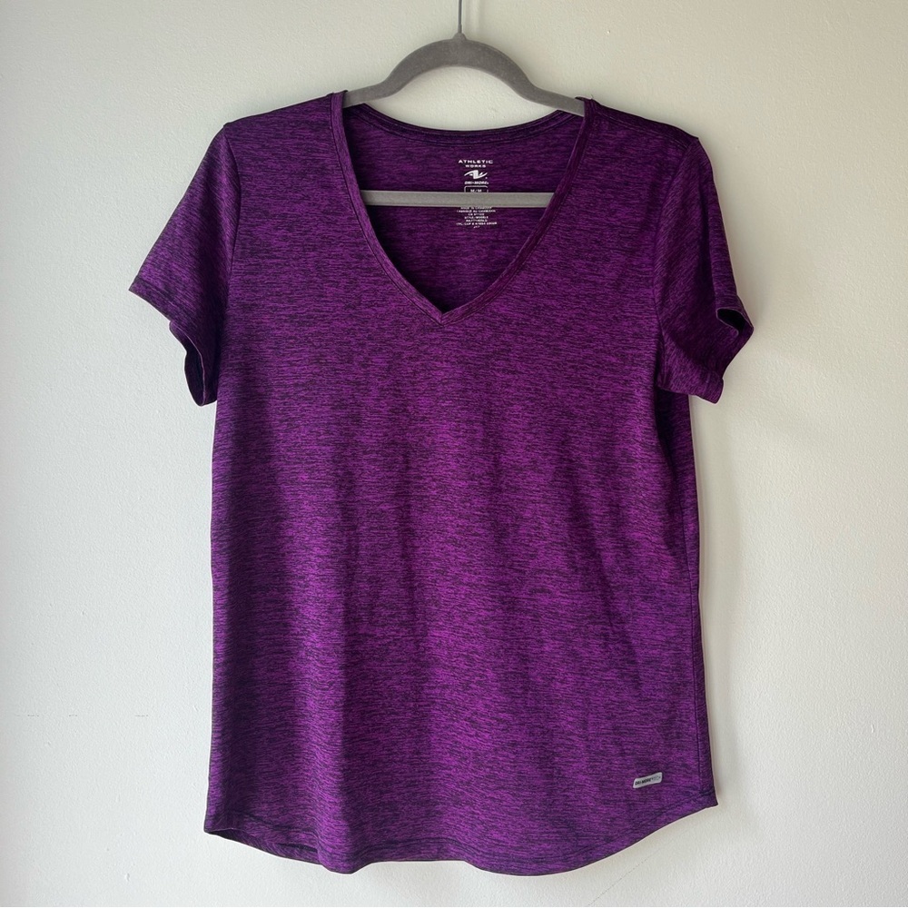 Athletic Works Purple Dri-More V-Neck Active Tee Women’s Medium Moisture-Wicking